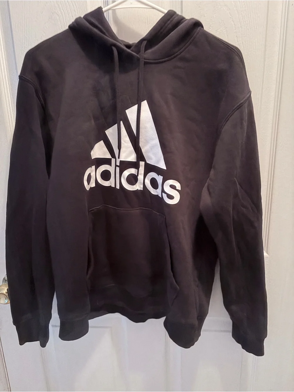 adidas Black Hoodie with White Trefoil Logo